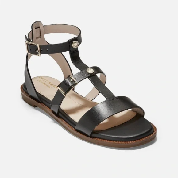 COLE HAAN GRAND SERIES BLACK LEATHER WREN GLADIATOR STYLE SANDALS•S/8.5 - Picture 2 of 13